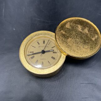 Vintage Swiza Sheffield Gold Tone Coin Alarm Clock
